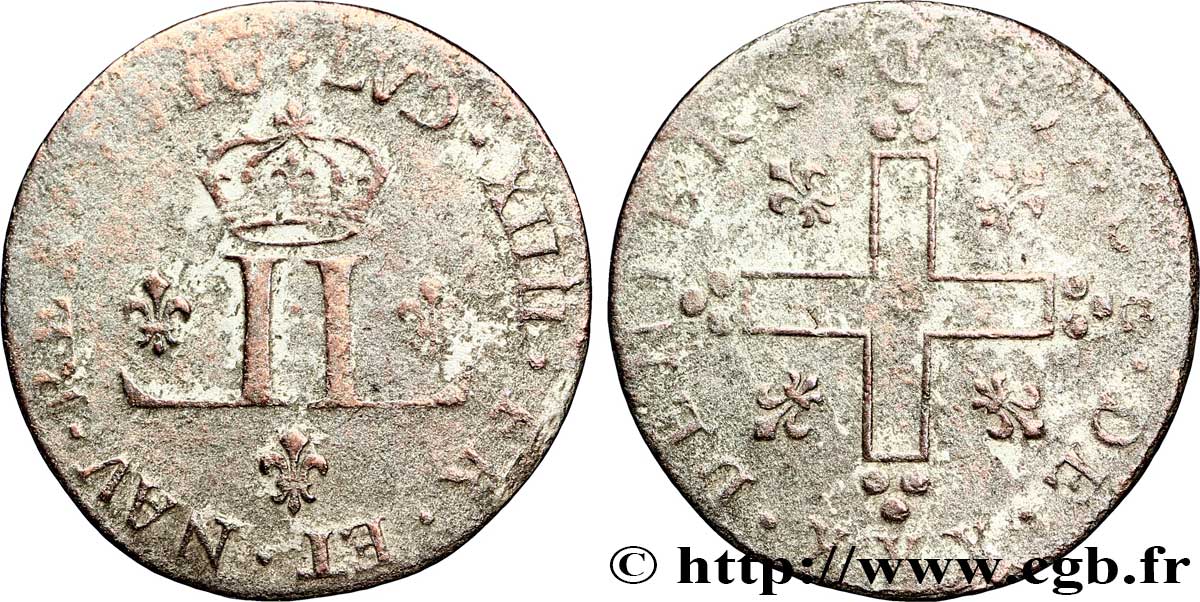 LOUIS XIV LE GRAND OU LE ROI SOLEIL XXX deniers aux 2 L couronnées 1710 Lyon TB