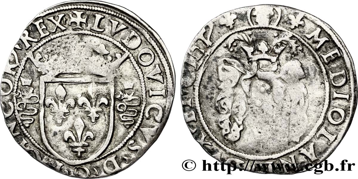 ITALY - DUCHY OF MILAN - LOUIS XII Bissone ou gros royal de 3 sous n.d. Milan VF