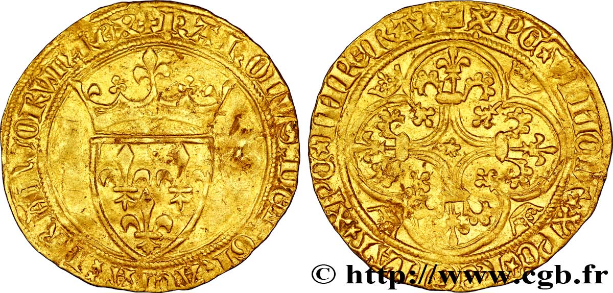 CHARLES VI LE FOU OU LE BIEN AIMÉ Écu d&nbsp;or à la couronne n.d. Crémieu TB+
