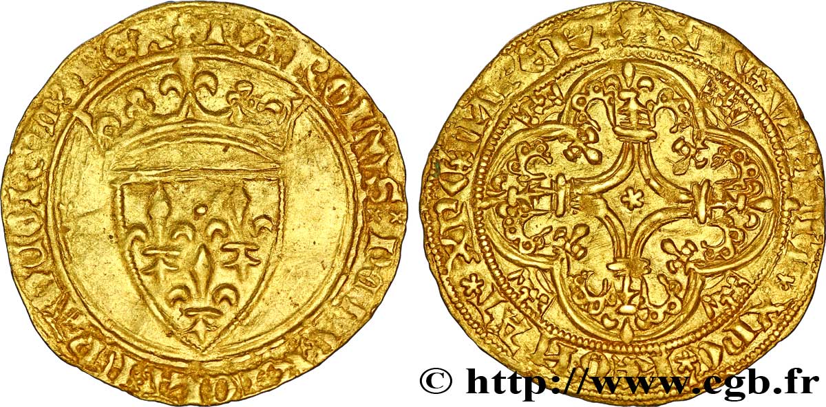 CHARLES VI LE FOU OU LE BIEN AIMÉ Écu d&nbsp;or à la couronne n.d. Angers TB+/TTB