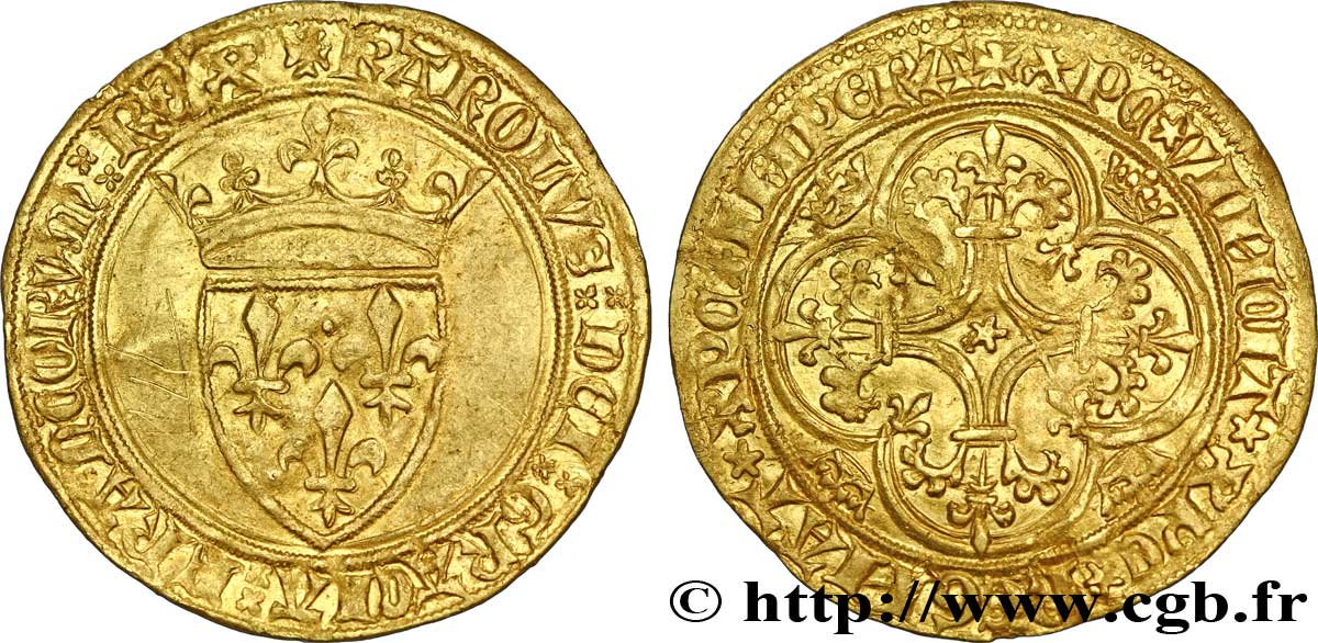 CHARLES VI LE FOU OU LE BIEN AIMÉ Écu d or à la couronne n.d. s.l. TTB