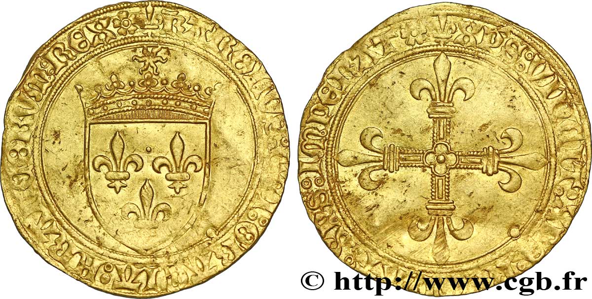 CHARLES VIII Écu d&nbsp;or au soleil n.d. Lyon TTB