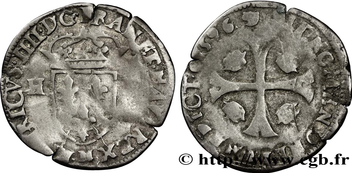 HENRY IV Douzain aux deux H, 1er type 1596 Toulouse BC