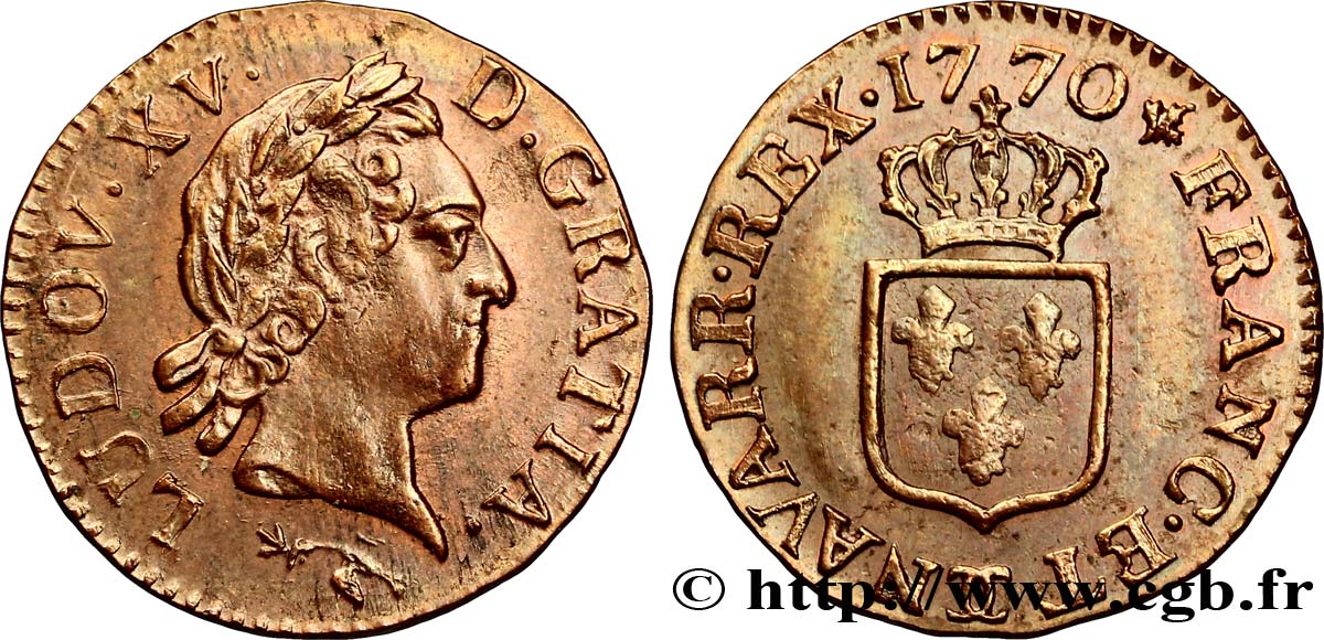 LOUIS XV DIT LE BIEN AIMÉ Liard dit &nbsp;à la vieille tête&nbsp; 1770 Besançon TTB+