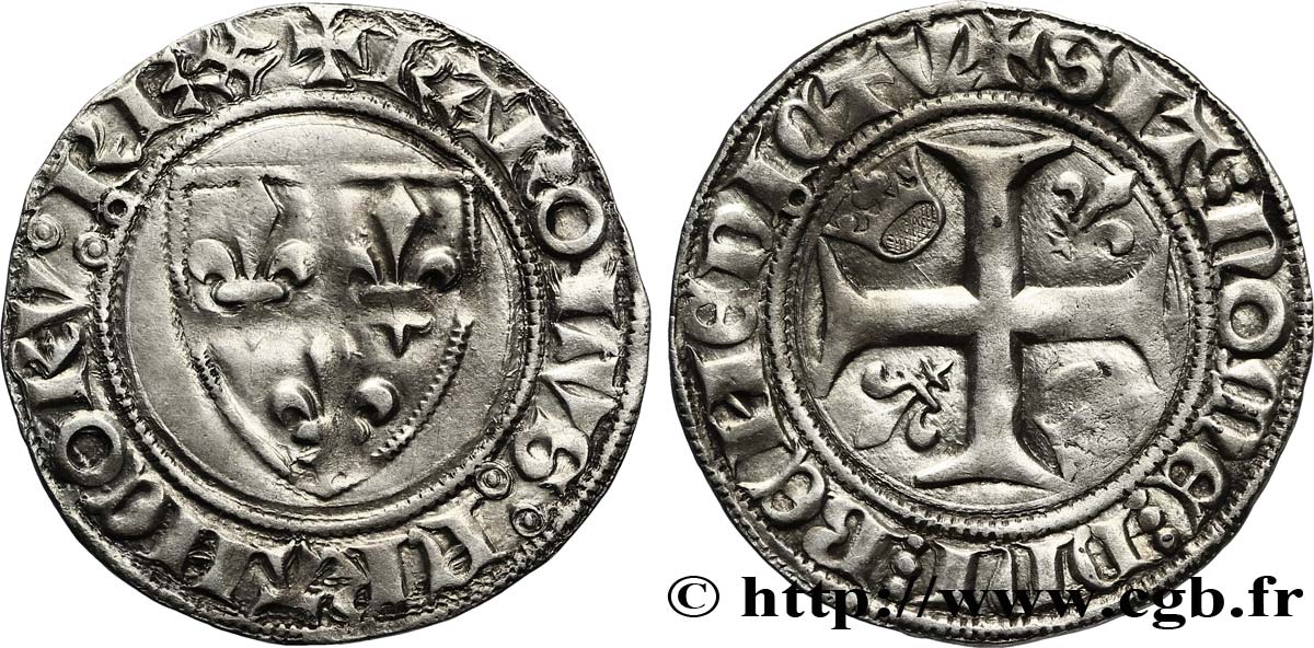 CHARLES VI LE FOU OU LE BIEN AIMÉ Blanc dit &nbsp;guénar&nbsp; n.d. Tournai TB+/TTB