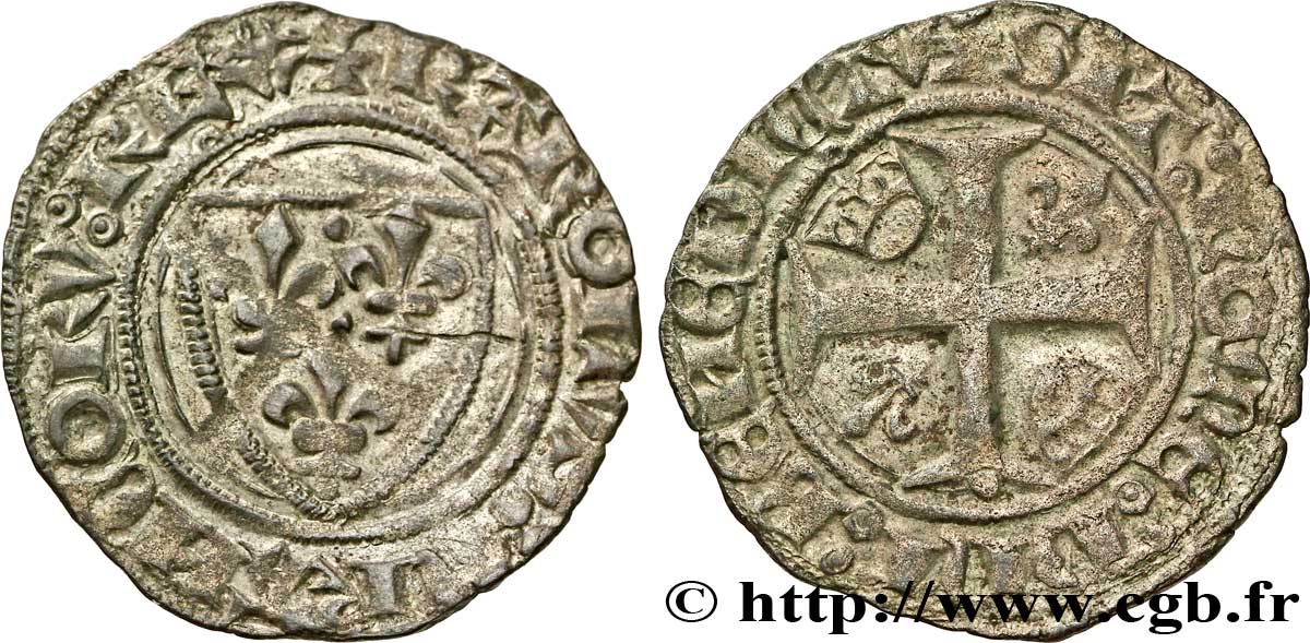 CHARLES VI LE FOU OU LE BIEN AIMÉ Blanc dit &nbsp;guénar&nbsp; n.d. Saint-Quentin TB+