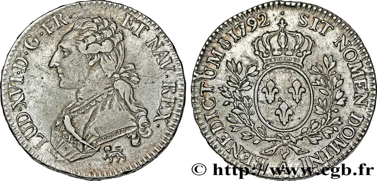 LOUIS XVI Demi-écu aux branches d olivier 1792 Paris MBC