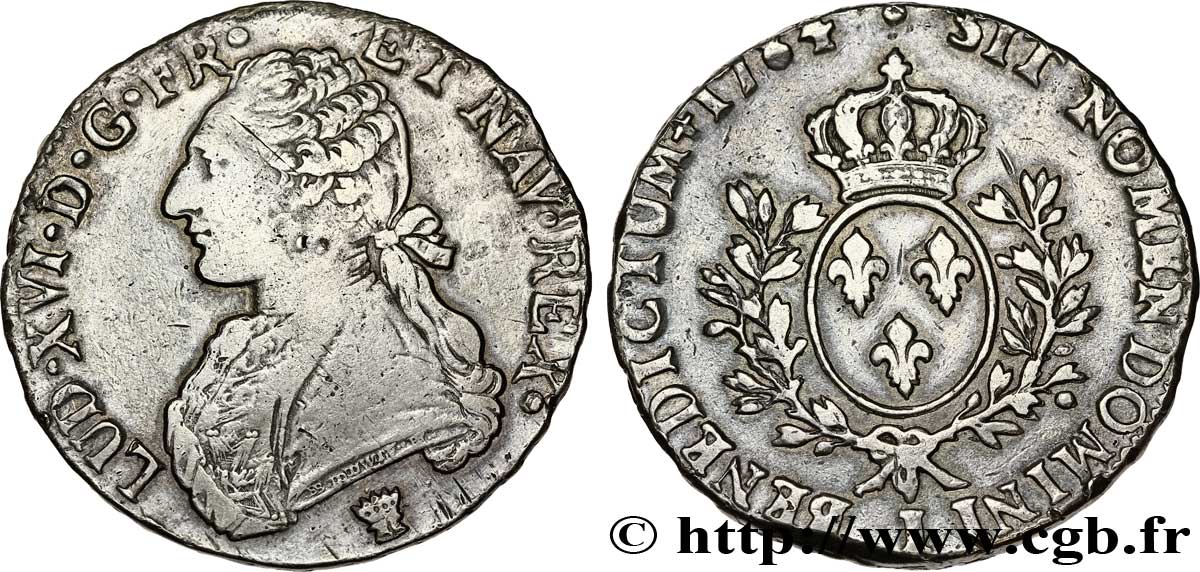 LOUIS XVI Écu aux branches d&nbsp;olivier 1784 Limoges TB