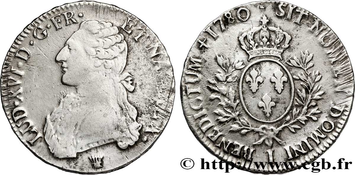 LOUIS XVI Écu aux branches d&nbsp;olivier 1780 Limoges TB+