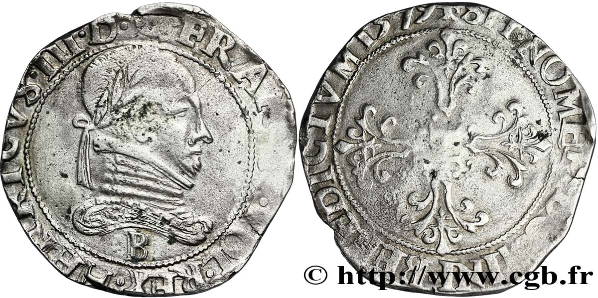 HENRI III Franc au col plat 1579 Rouen TB