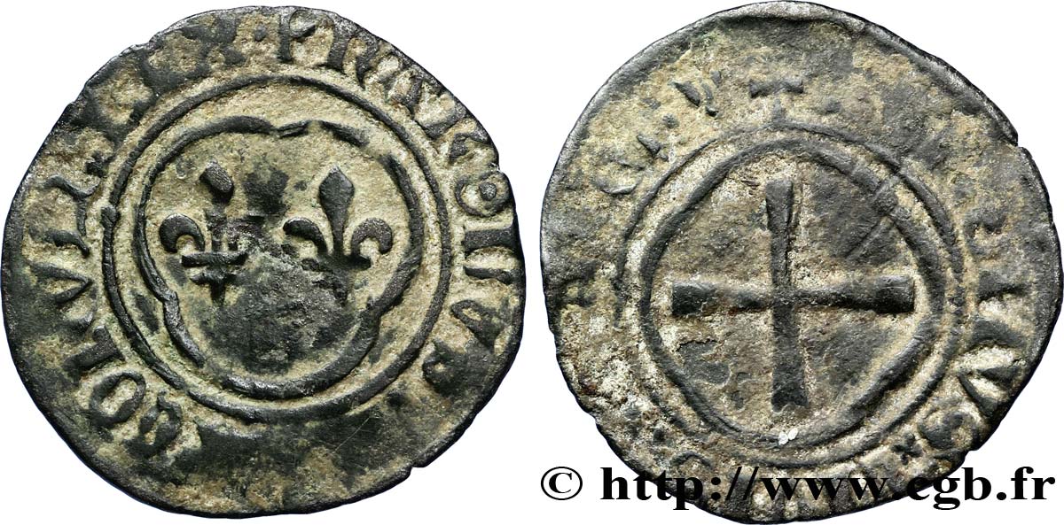 CHARLES VIII Denier tournois n.d. Tournai TB