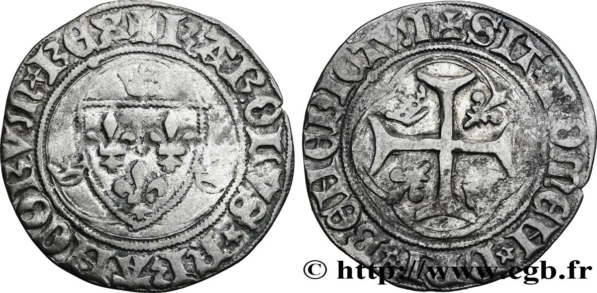 CHARLES VII LE VICTORIEUX Blanc à la couronne n.d. Paris TTB