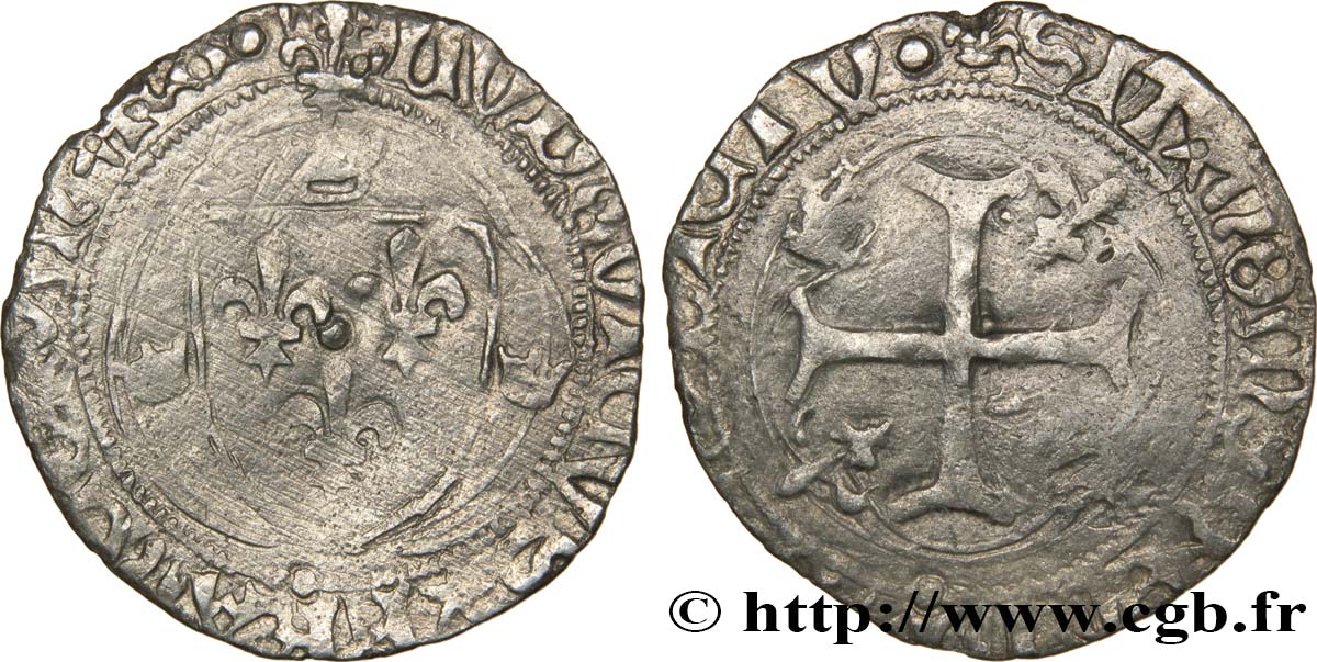 LOUIS XII LE PÈRE DU PEUPLE Douzain ou grand blanc à la couronne n.d. Saint-Pourçain TB