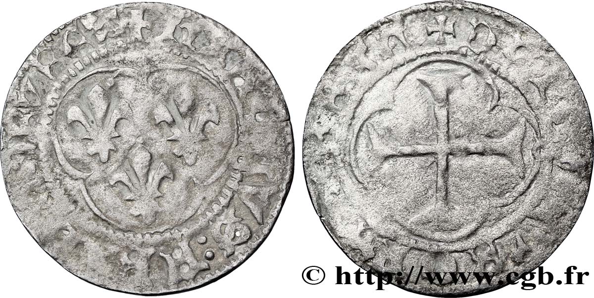 CHARLES VII  THE WELL SERVED  Double tournois n.d. Toulouse XF