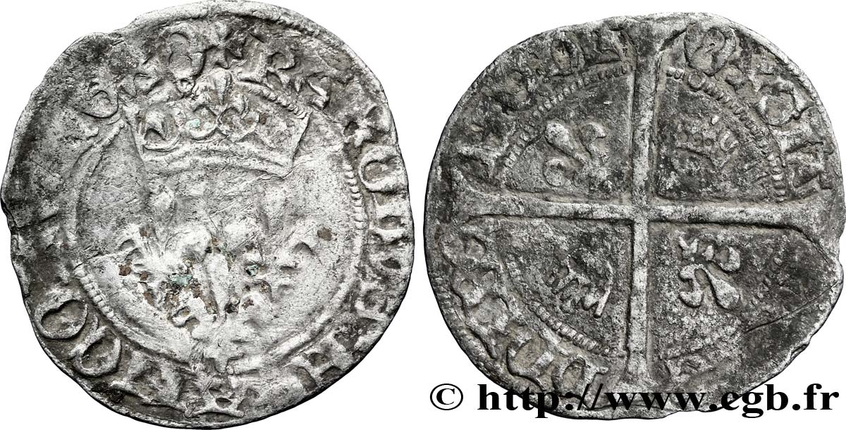 CHARLES VII LE VICTORIEUX Blanc dit  florette  n.d. Orléans TB+