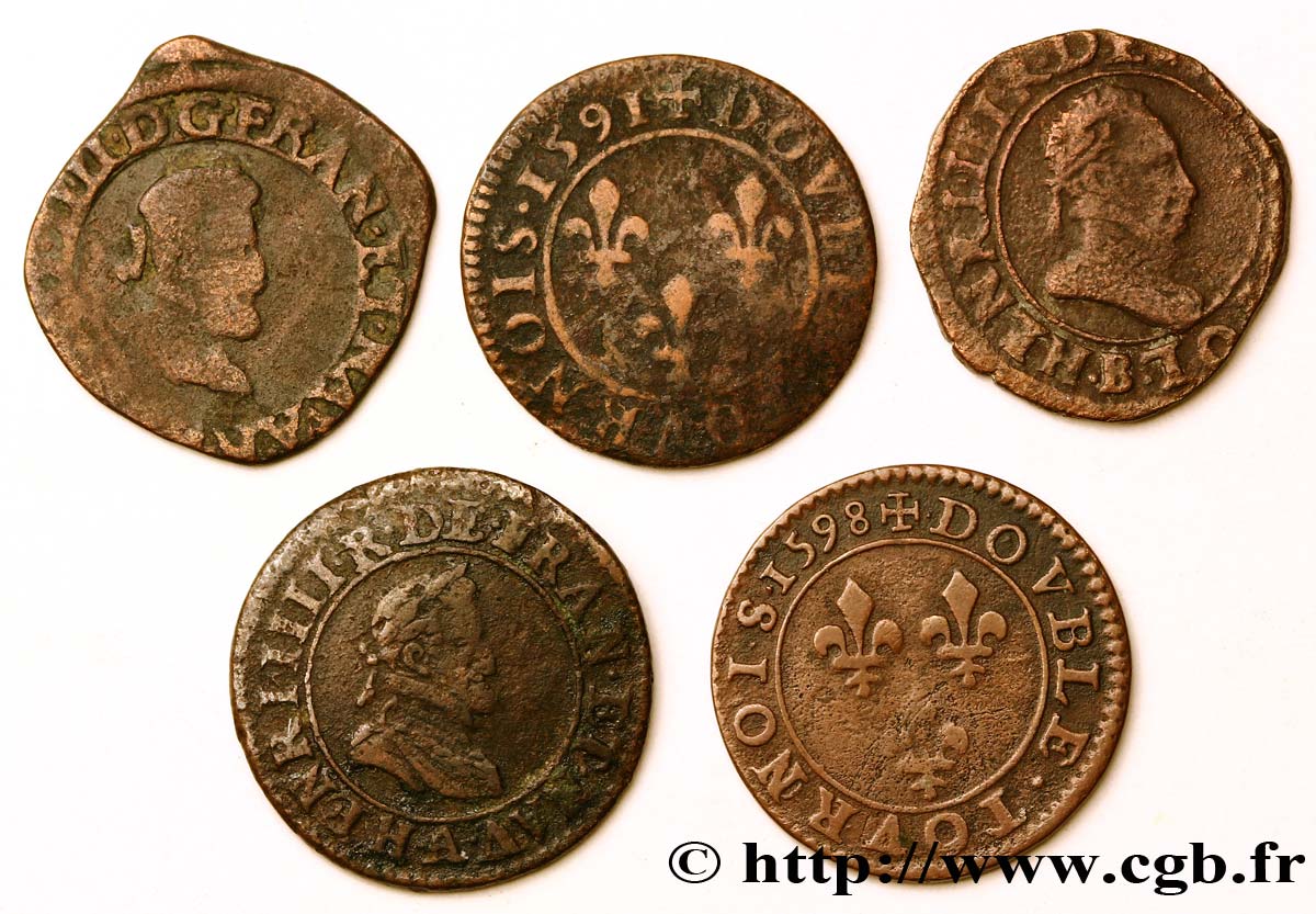 HENRI IV LE GRAND Lot de 5 doubles tournois d’Henri IV n.d. s.l. TB
