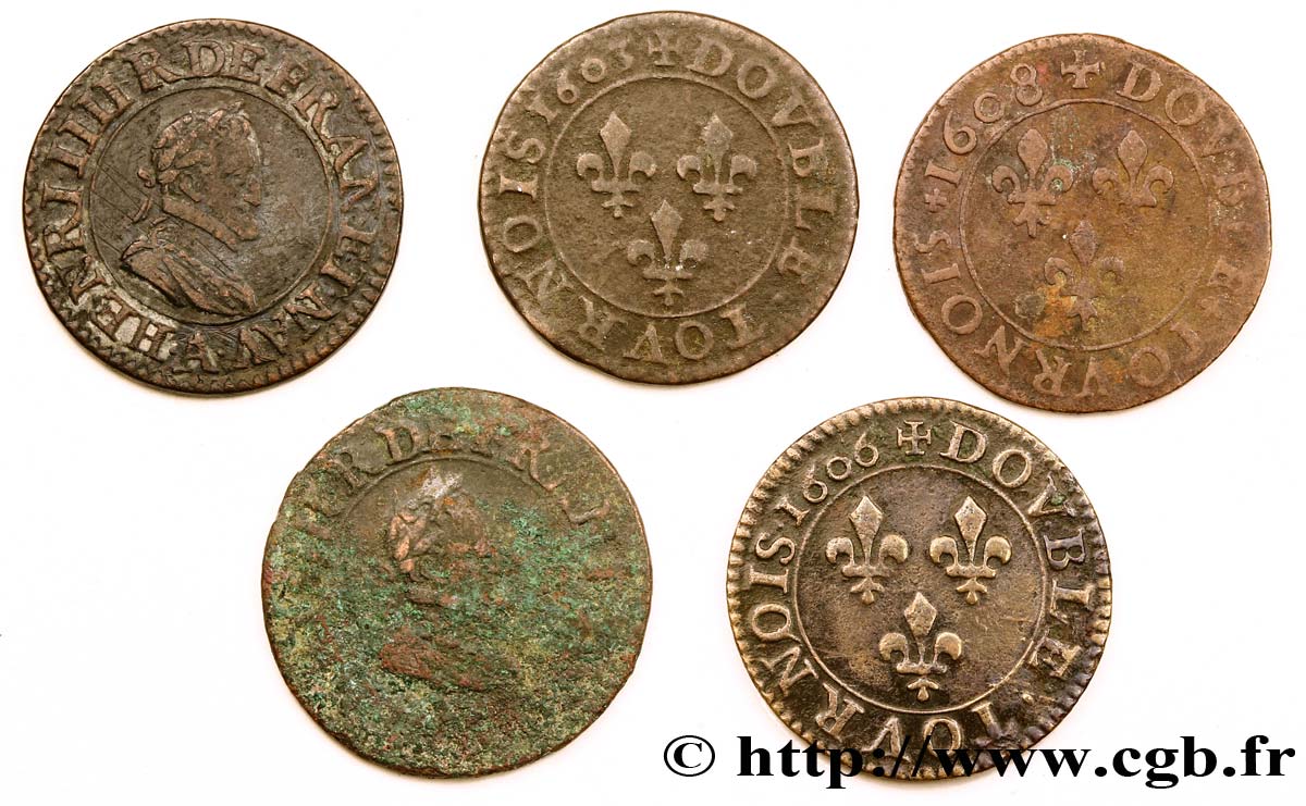 HENRI IV LE GRAND Lot de 5 doubles tournois d’Henri IV n.d. s.l. TB
