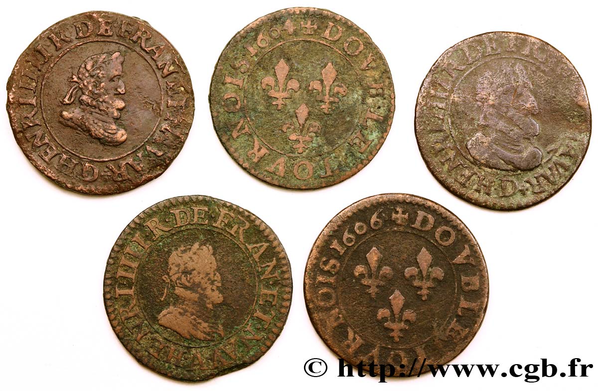 HENRI IV LE GRAND Lot de 5 doubles tournois d’Henri IV n.d. s.l. TB