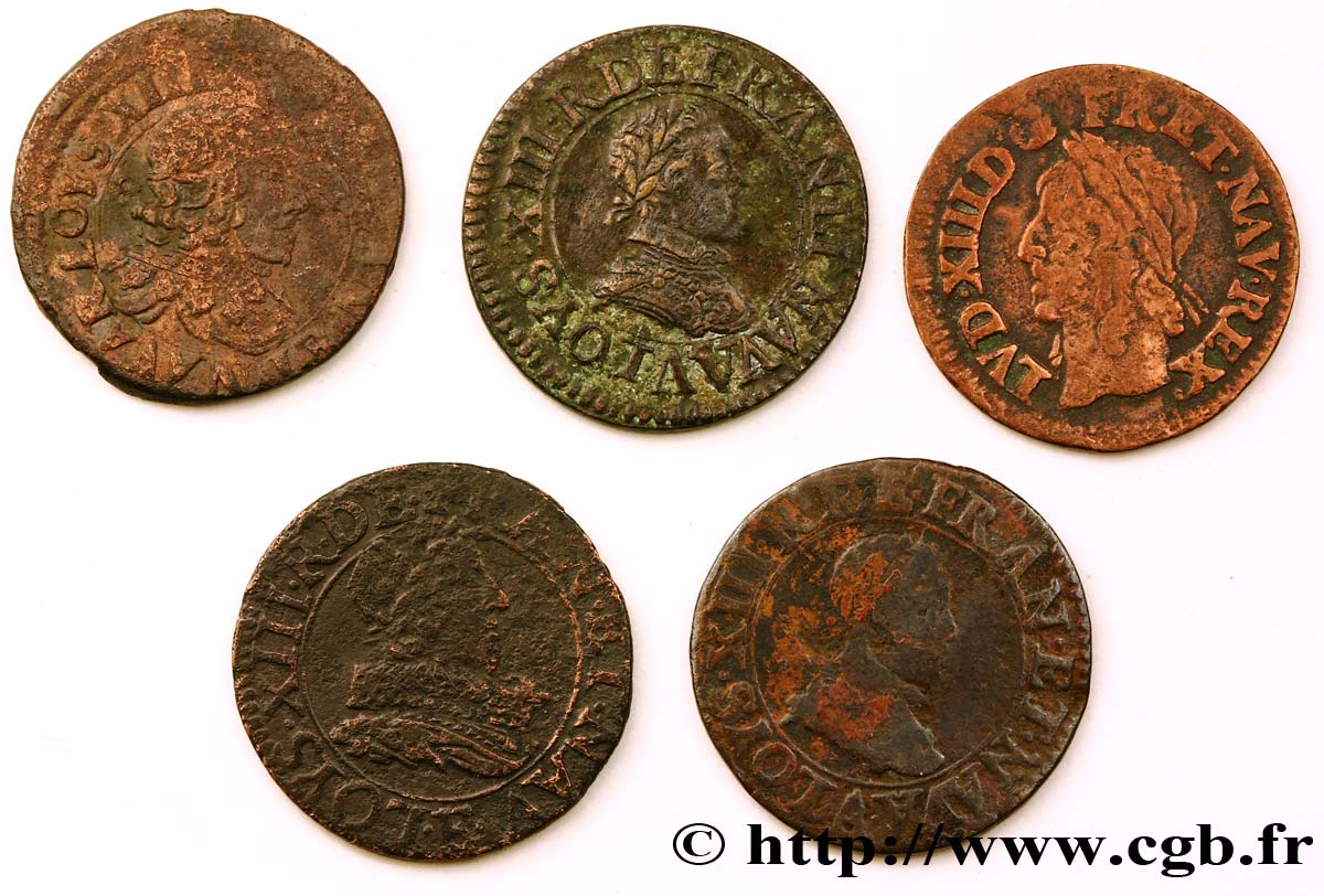 LOUIS XIII  Lot de 5 doubles tournois de Louis XIII n.d. s.l. MB