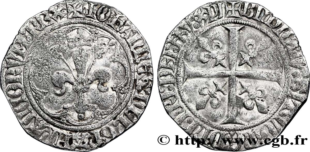 JEAN II LE BON Gros à la fleur de lis dit &nbsp;patte d&nbsp;oie&nbsp; n.d.  TB+