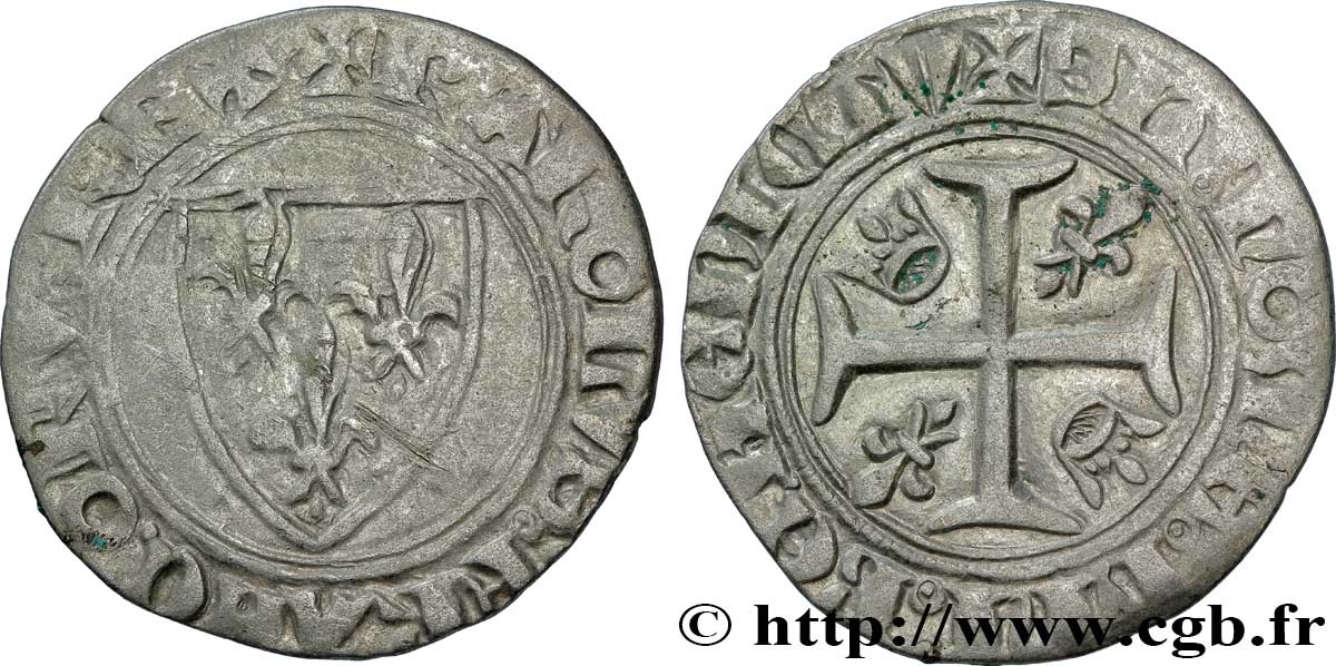 CHARLES VI LE FOU OU LE BIEN AIMÉ Blanc dit &nbsp;guénar&nbsp; n.d. Mâcon TB/TB+