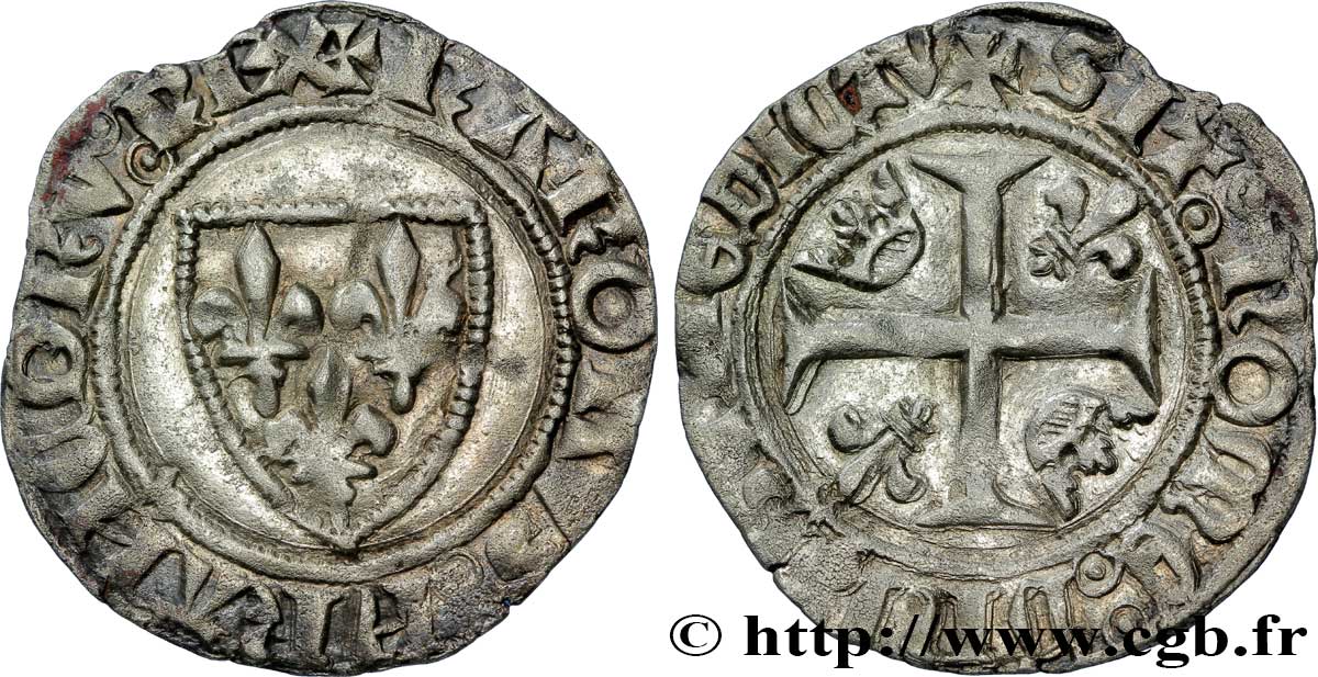 CHARLES VI LE FOU OU LE BIEN AIMÉ Blanc dit &nbsp;guénar&nbsp; n.d. Saint-Pourçain TB+