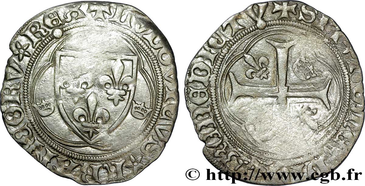 LOUIS XI LE PRUDENT Blanc à la couronne n.d. Saint-Lô TB