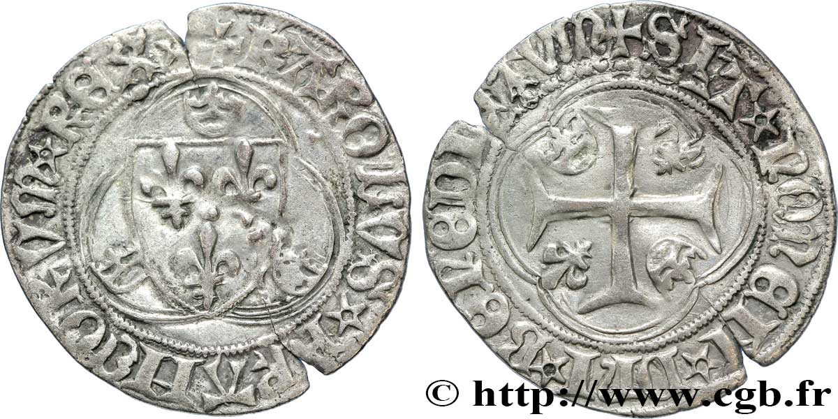 CHARLES VIII Blanc à la couronne n.d. Saint-Lô TB+