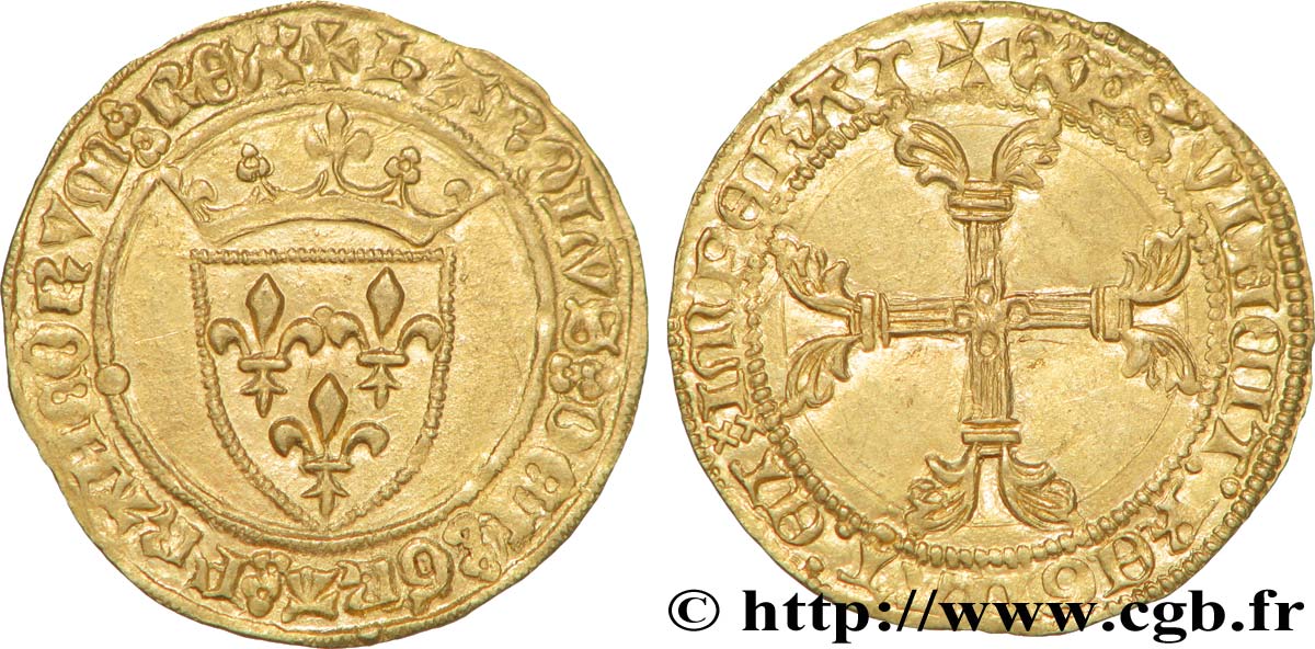CHARLES VII LE VICTORIEUX Demi-écu d or à la couronne ou demi-écu neuf n.d. Paris SUP