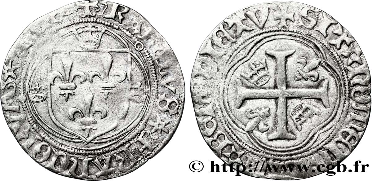 CHARLES VIII Blanc à la couronne n.d. Tournai TTB
