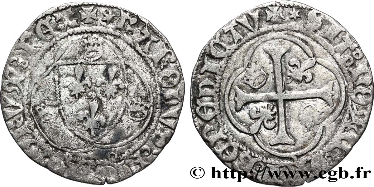 CHARLES VIII Blanc à la couronne n.d. La Rochelle TB+