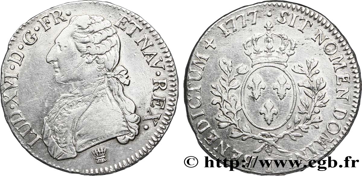 LOUIS XVI Écu aux branches d&nbsp;olivier 1777 Limoges TB+