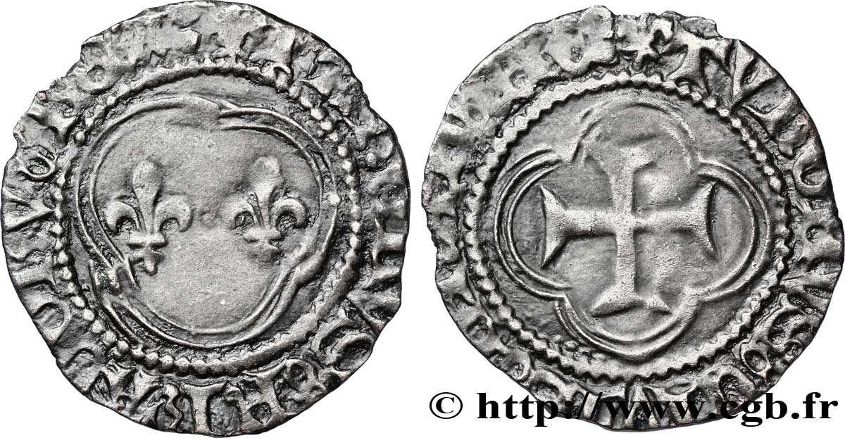 CHARLES VII LE VICTORIEUX Denier tournois n.d. Crémieu TTB