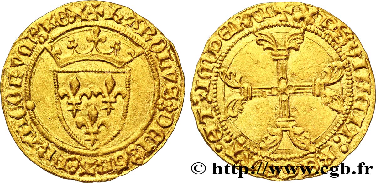 CHARLES VII LE VICTORIEUX Demi-écu d or à la couronne ou demi-écu neuf n.d. Paris TTB+