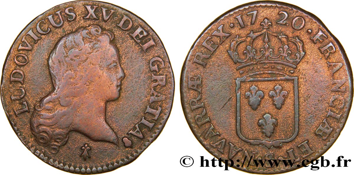 LOUIS XV DIT LE BIEN AIMÉ Demi-sol au buste enfantin 1720 Reims TB+