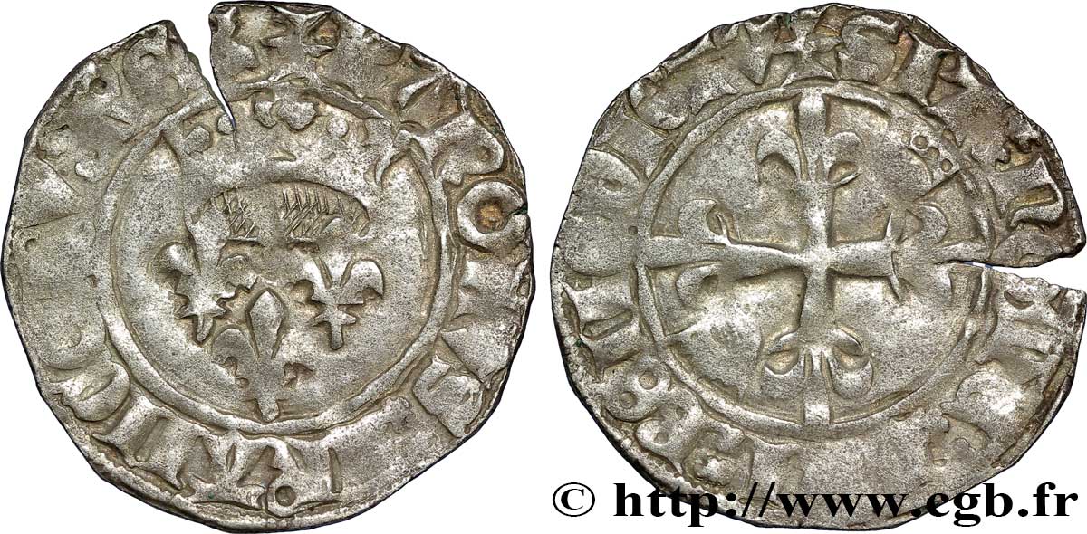 BURGONDY - COINAGE AT THE NAME OF CHARLES VI  THE MAD  OR  THE WELL-BELOVED  Gros dit  florette  n.d. Troyes fSS