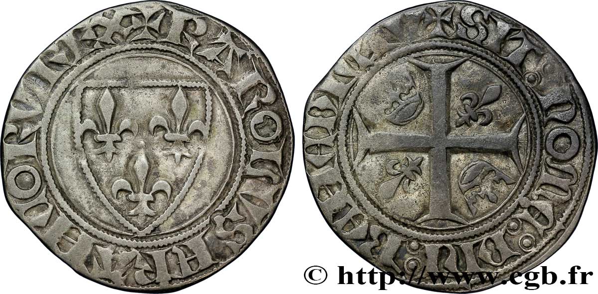 CHARLES VI LE FOU OU LE BIEN AIMÉ Blanc dit &nbsp;guénar&nbsp; n.d. Angers TB+