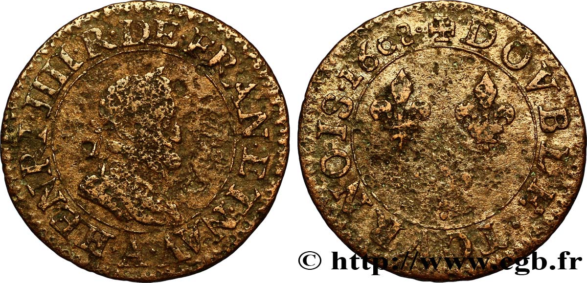 HENRI IV LE GRAND Double tournois, 2e type de Paris (légende française) 1608 Paris B+