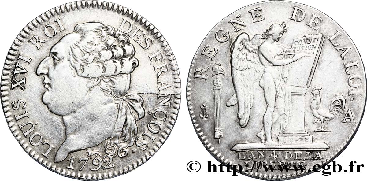LOUIS XVI (MONARQUE CONSTITUTIONNEL)  Demi-écu dit &nbsp;au génie&nbsp;, type FRANÇOIS 1792 Paris TTB+