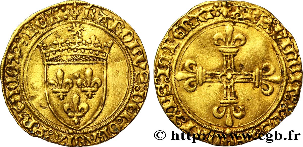 CHARLES VIII Écu d&nbsp;or au soleil n.d. Rouen TTB