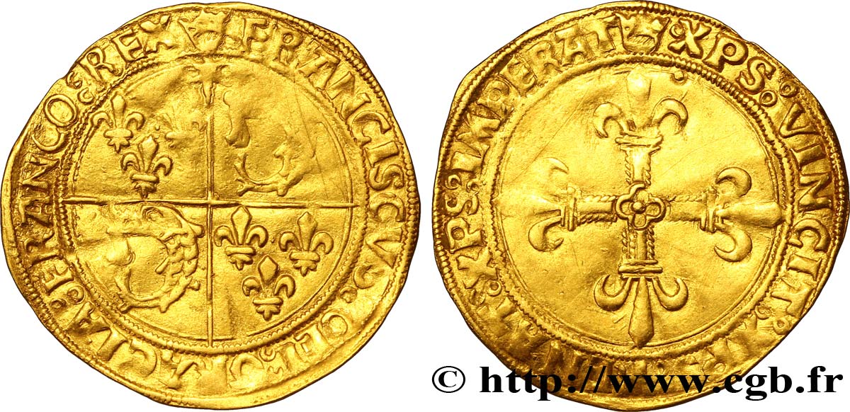 FRANÇOIS IER LE RESTAURATEUR DES LETTRES Écu d&nbsp;or au soleil du Dauphiné, 1er type n.d. Crémieu TTB