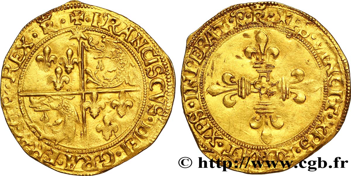 FRANÇOIS IER LE RESTAURATEUR DES LETTRES Écu d&nbsp;or au soleil du Dauphiné, 1er type n.d. Romans TB+