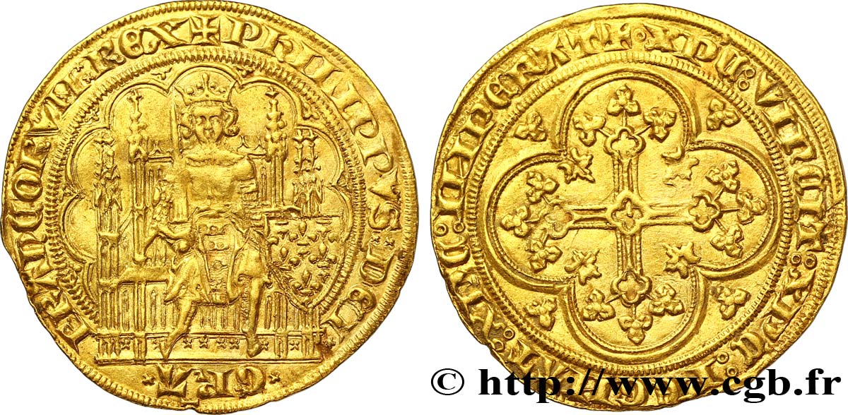 PHILIPPE VI DE VALOIS Écu d&nbsp;or à la chaise n.d. s.l. TTB
