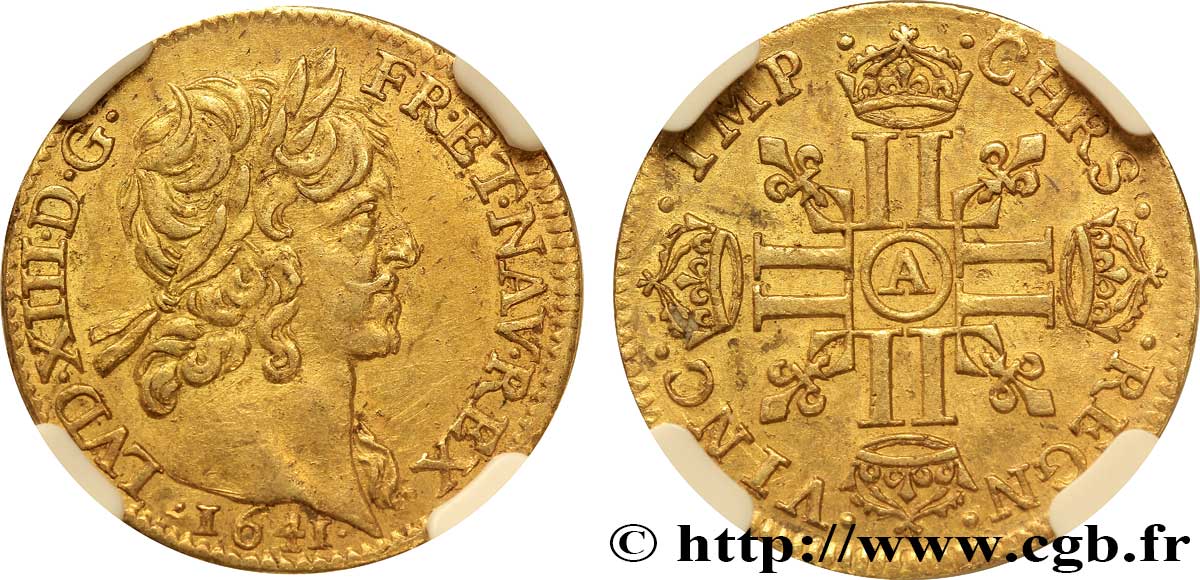 LOUIS XIII LE JUSTE Demi-louis d&nbsp;or aux huit L (effigie de Jean Warin) 1641 Paris SUP
