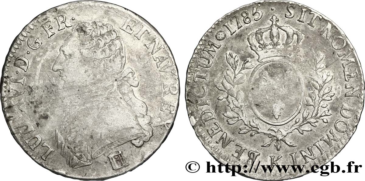 LOUIS XVI Écu aux branches d&nbsp;olivier 1785 Bordeaux TB+