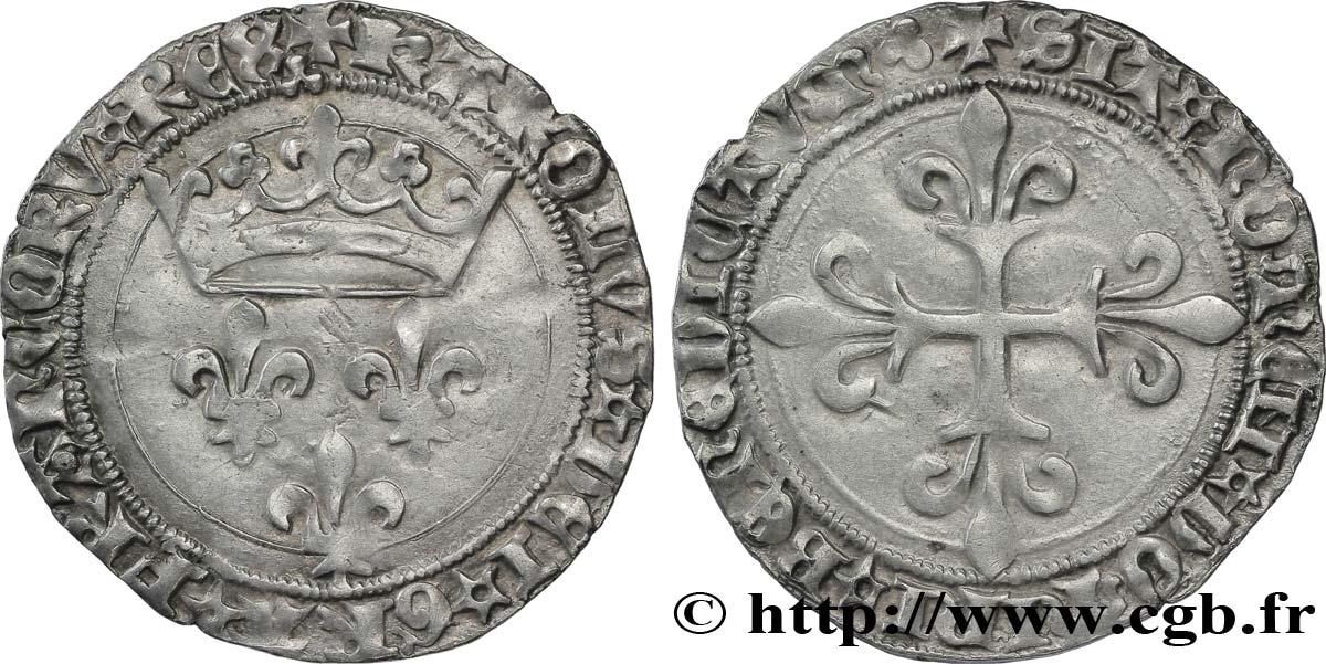 CHARLES VII LE VICTORIEUX Gros de roi dit de  Jacques Cœur  n.d. Lyon TTB/TTB+
