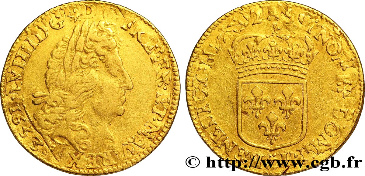 LOUIS XIV LE GRAND OU LE ROI SOLEIL Louis d&nbsp;or à l&nbsp;écu 1692 Paris TB+