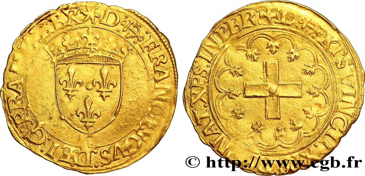 FRANCOIS I Écu d&nbsp;or à la croisette, 1er type n.d. Bayonne BB