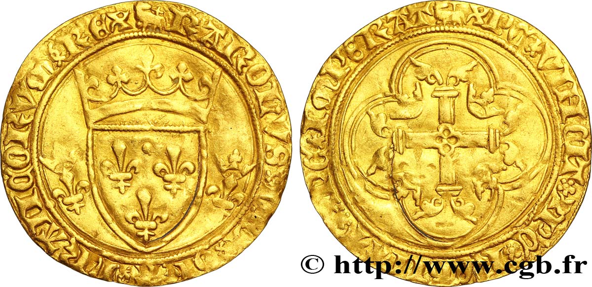 CHARLES VII LE VICTORIEUX Écu d&nbsp;or à la couronne ou écu neuf n.d. Amiens TTB