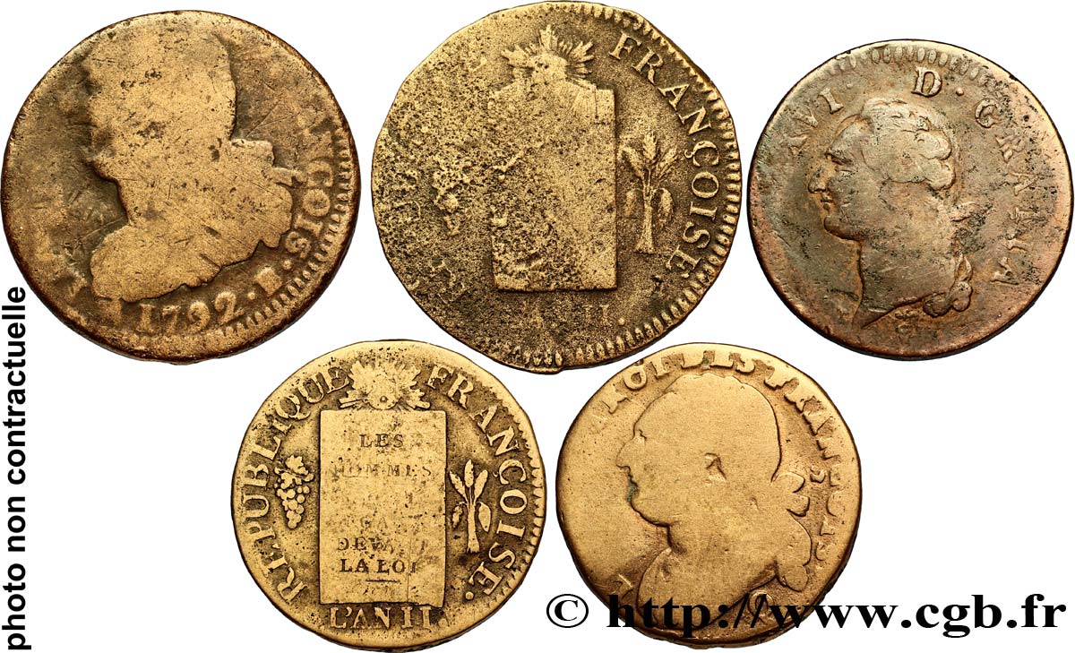 LOTTE Lot de cinq monnaies de la Révolution française n.d. s.l. MB